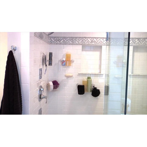 IDesign Power Lock Suction Cup Shaving Mirror - Rectangular Makeup Mirror For Bathroom, Shatterproof Plastic, 17x6.5x23cm
